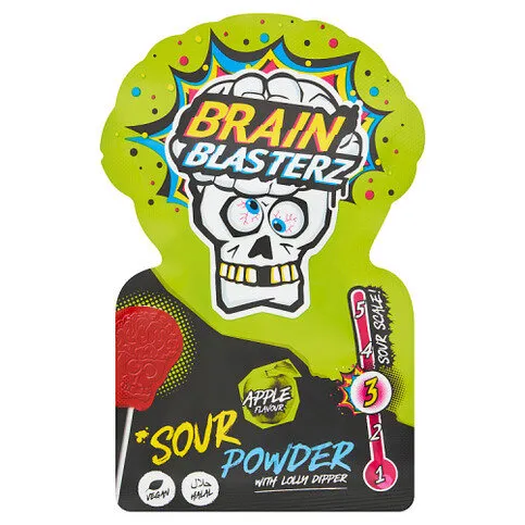 Brain Blasterz Apple Flavour Sour Powder with Lolly Dipper 10g