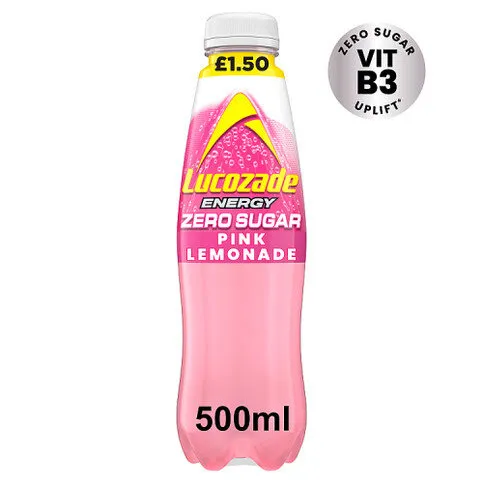 Lucozade Zero Sugar Drink Pink Lemonade 500ml