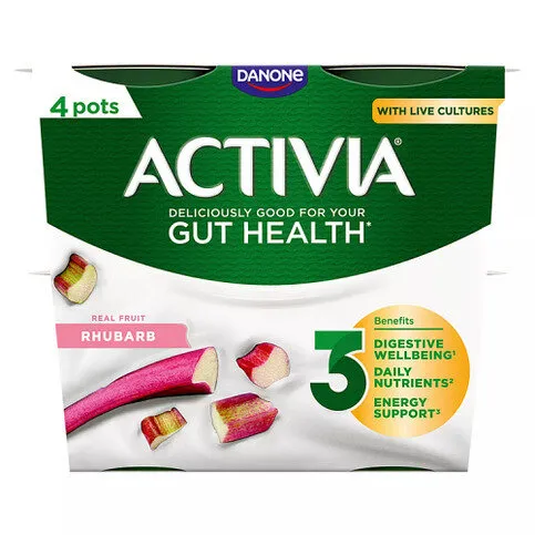 Activia Rhubarb Gut Health Yoghurt Multipack 4x115g